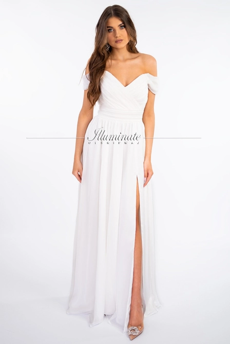 MERY ecru flared long dress