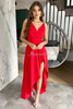 LOVE red asymmetric long dress