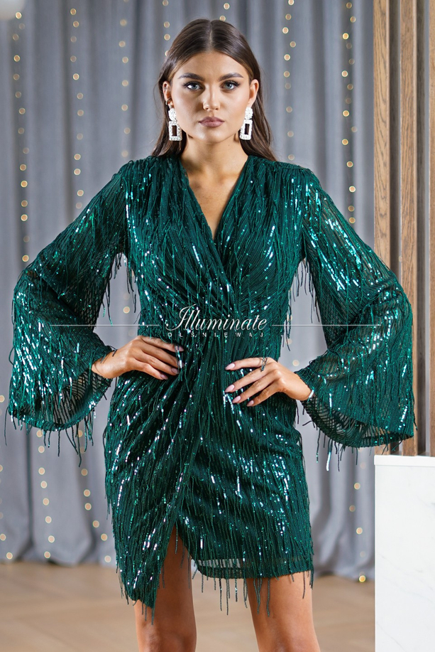 FREYA green sequin with fringes by Illuminate