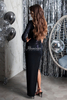 GRACE shiny black maxi dress