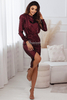 SHIRETT burgundy midi shiny dress