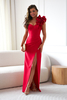 GINEVRA long red dress with ruffles