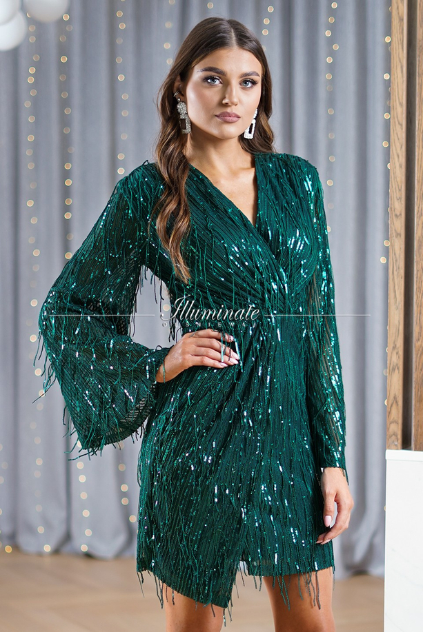 FREYA green sequin with fringes by Illuminate