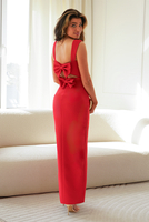 KIMME czerwona elegancka maxi sukienka z kokardami