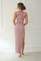 ANNE dirty pink long dress with a bow