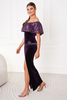 MARTINA purple sequin with velvet evening maxi dress