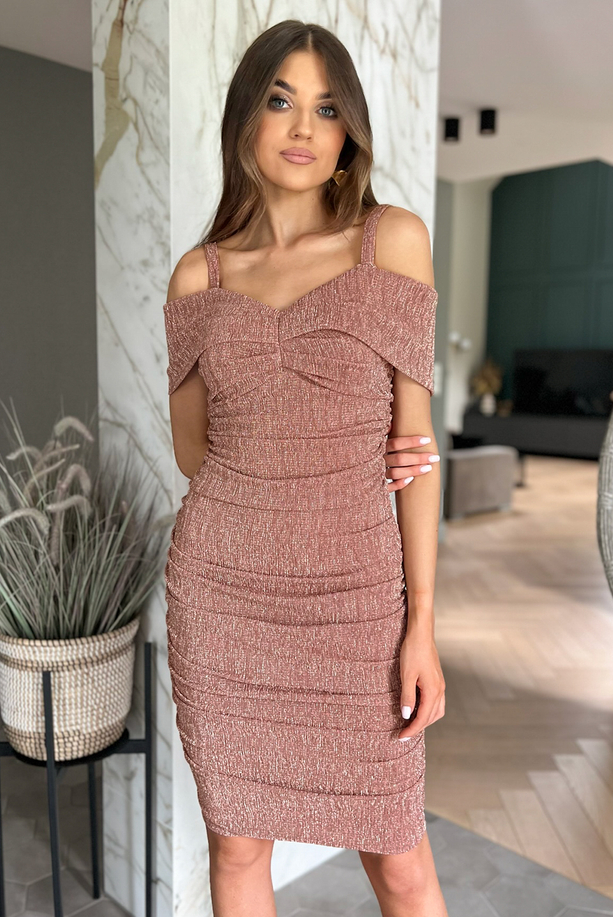 GEORGINA caramel midi dress