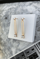 Hanging earrings rectangles with zircons rose gold surgical steel 316L