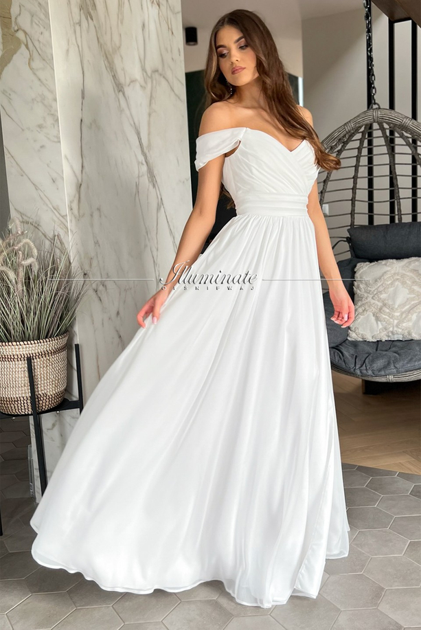 MERY ecru flared long dress