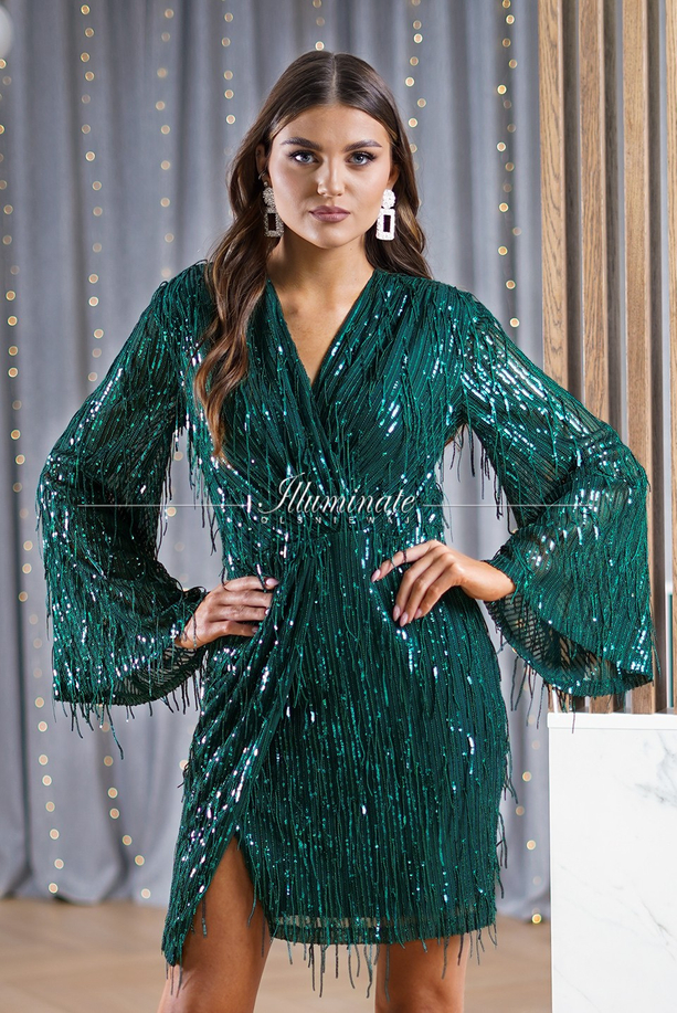 FREYA green sequin with fringes by Illuminate