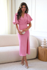 KAMELLA pink midi dress with ruffles