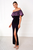 MARTINA purple sequin with velvet evening maxi dress