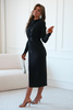 MISSY black midi dress with long sleeves