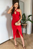 KIM red fitted midi dress