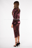 SHIRETT burgundy midi shiny dress