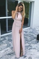 SHINY nude maxi sukienka