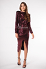 SHIRETT burgundy midi shiny dress