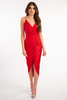 KENDALL red midi fitted dress