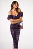 LABELLE violet sequin midi dress