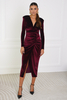 LIYA burgundy velor midi dress