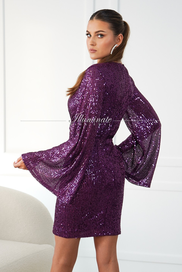 FREYA purple short sequin dress