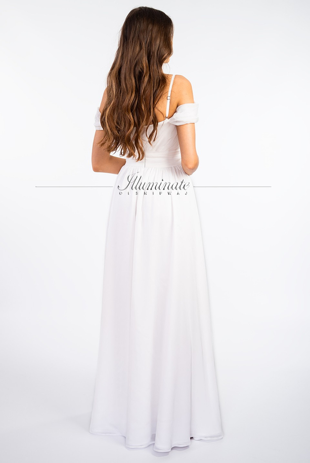 MERY ecru flared long dress