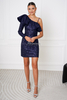 MARCELLA navy blue shiny mini dress