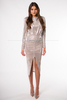 SHIRETT champagne shiny midi dress