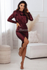 SHIRETT burgundy midi shiny dress