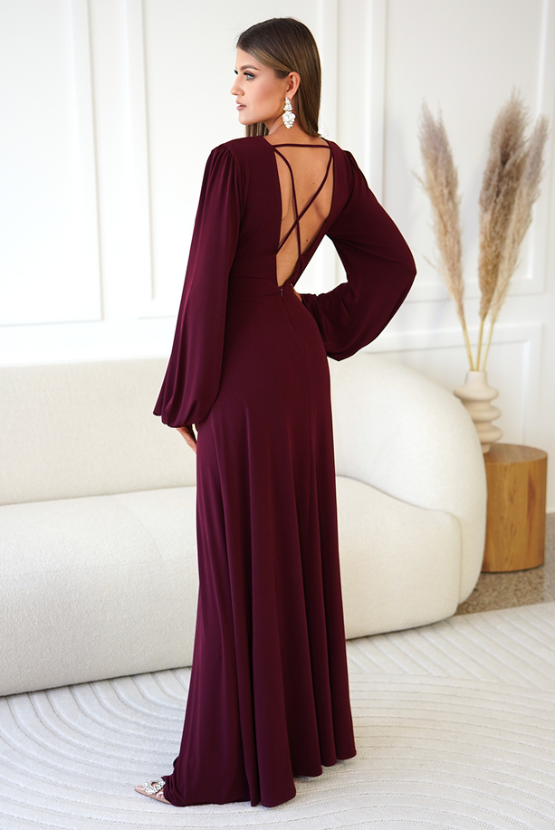 PATRICIA burgundy maxi dress