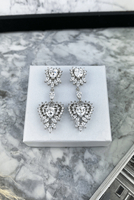 Silver crystal heart earrings 316L stainless steel