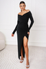 MARGOT black maxi shiny evening dress