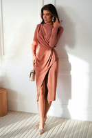 REBECCA midi dress with long sleeves dirty pink