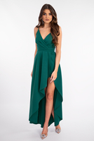 LOVE bottle green asymmetric long dress