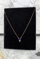 Rose gold necklace with a cobalt pendant in 316L stainless steel