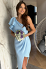 RANDI blue maxi dress with a frill