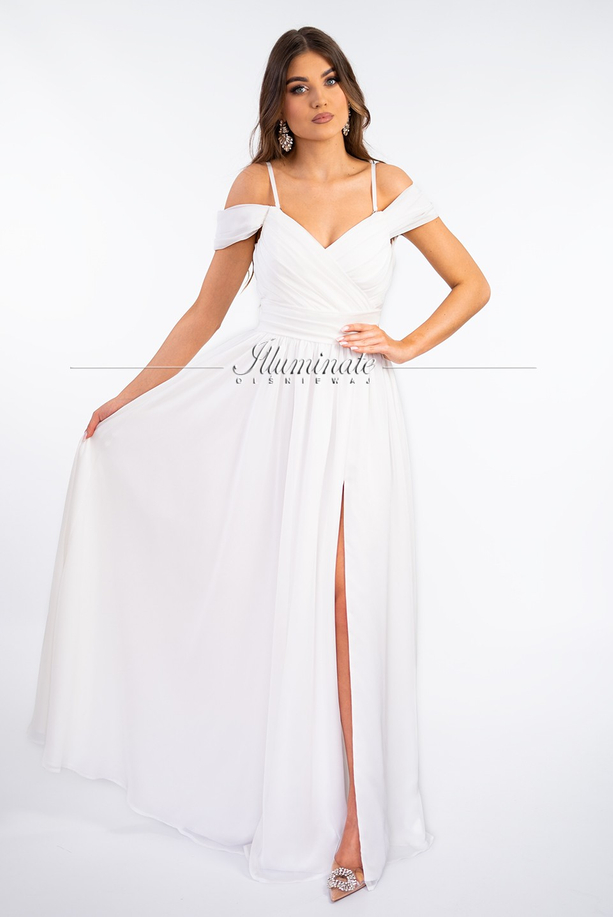 MERY ecru flared long dress