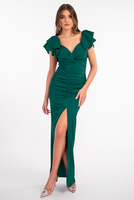 FLORENCE bottle green maxi dress