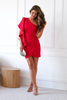 SHERI short red one-shoulder dress with ruffles