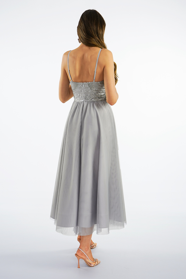 ESTELLA midi tulle gray dress