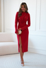 MISSY red midi dress with long sleeves