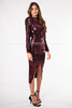 SHIRETT burgundy midi shiny dress